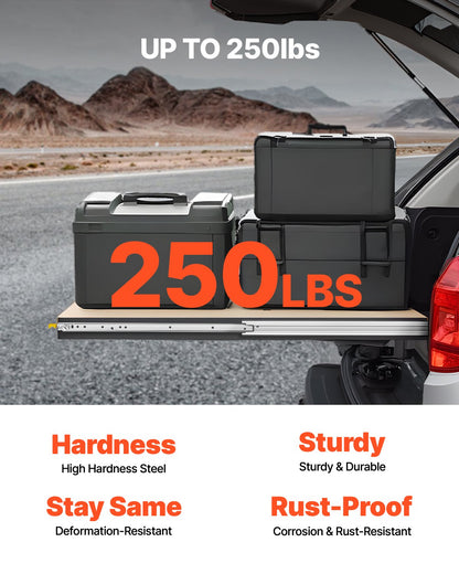 1 par lådskenor med full utdragbar låda 16 18 20 24 30 35 37,4 59 24 32 36 40 48 60 tum, 250 lbs lastkapacitet Låsbara lådskenor, kullager med låsbar sidomonterad lådskena