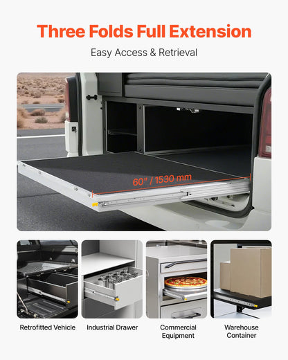 1 Pair Full Extension Drawer Slides 16 18 20 24 30 35 37.4 59 24 32 36 40 48 60 in, 250 lbs Load Capacity Locking Drawer Slides, Ball Bearing with Lock Side Mount Drawer Slide Rail