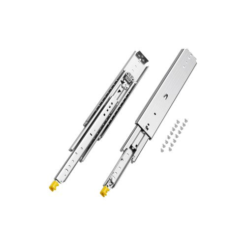 1 Pair Full Extension Drawer Slides 18 20 22 28 30 32 36 38 40 44 48 52 56 60 in, 500 lbs Load Capacity Locking Drawer Slides, Ball Bearing with Lock Side Mount Drawer Slide Rail