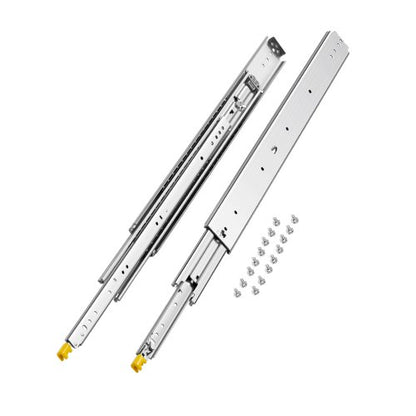 1 Pair Full Extension Drawer Slides 18 20 22 28 30 32 36 38 40 44 48 52 56 60 in, 500 lbs Load Capacity Locking Drawer Slides, Ball Bearing with Lock Side Mount Drawer Slide Rail