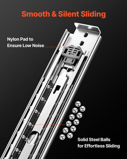 1 Pair Full Extension Drawer Slides 18 20 22 28 30 32 36 38 40 44 48 52 56 60 in, 500 lbs Load Capacity Locking Drawer Slides, Ball Bearing with Lock Side Mount Drawer Slide Rail