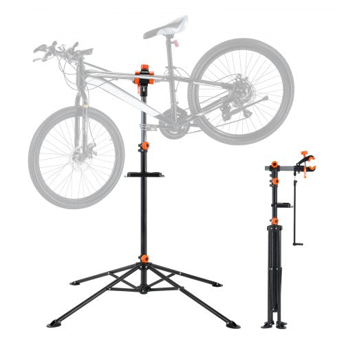 Bike Repair Stand, 36 kg Heavy-duty Steel Bicycle Repair Stand, Adjustable Height Bike Maintenance Workstand with Magnetic Tool Tray Telescopic Arm, Foldable Bike Work Stand for Home, Shops