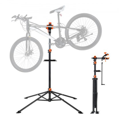 Bike Repair Stand, 36 kg Heavy-duty Steel Bicycle Repair Stand, Adjustable Height Bike Maintenance Workstand with Magnetic Tool Tray Telescopic Arm, Foldable Bike Work Stand for Home, Shops