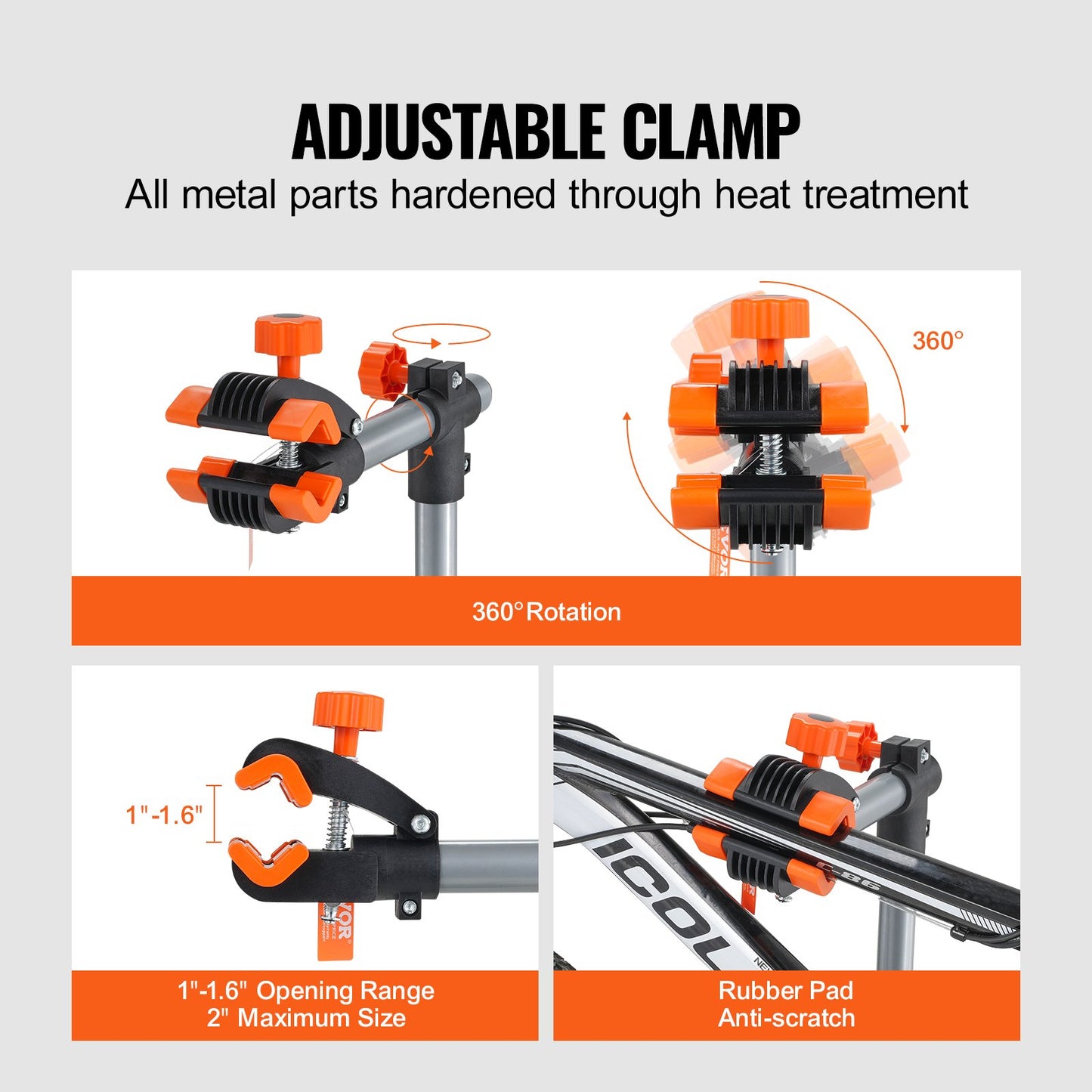 Bike Repair Stand, 36 kg Heavy-duty Steel Bicycle Repair Stand, Adjustable Height Bike Maintenance Workstand with Magnetic Tool Tray Telescopic Arm, Foldable Bike Work Stand for Home, Shops