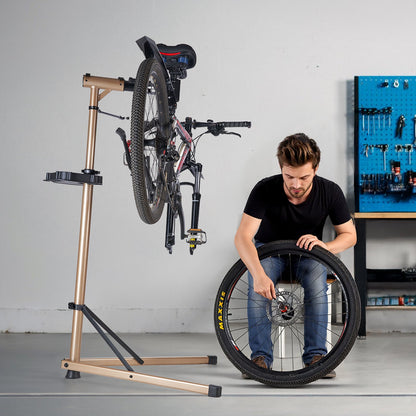 Bike Repair Stand, Max. 110 lb Heavy-duty Bicycle Work Stand with 40.3-59.4 in Adjustable Height & Large Tool Tray, Foldable Ebike Maintenance Rack, Shop Home Mechanics for Mountain Road Bike