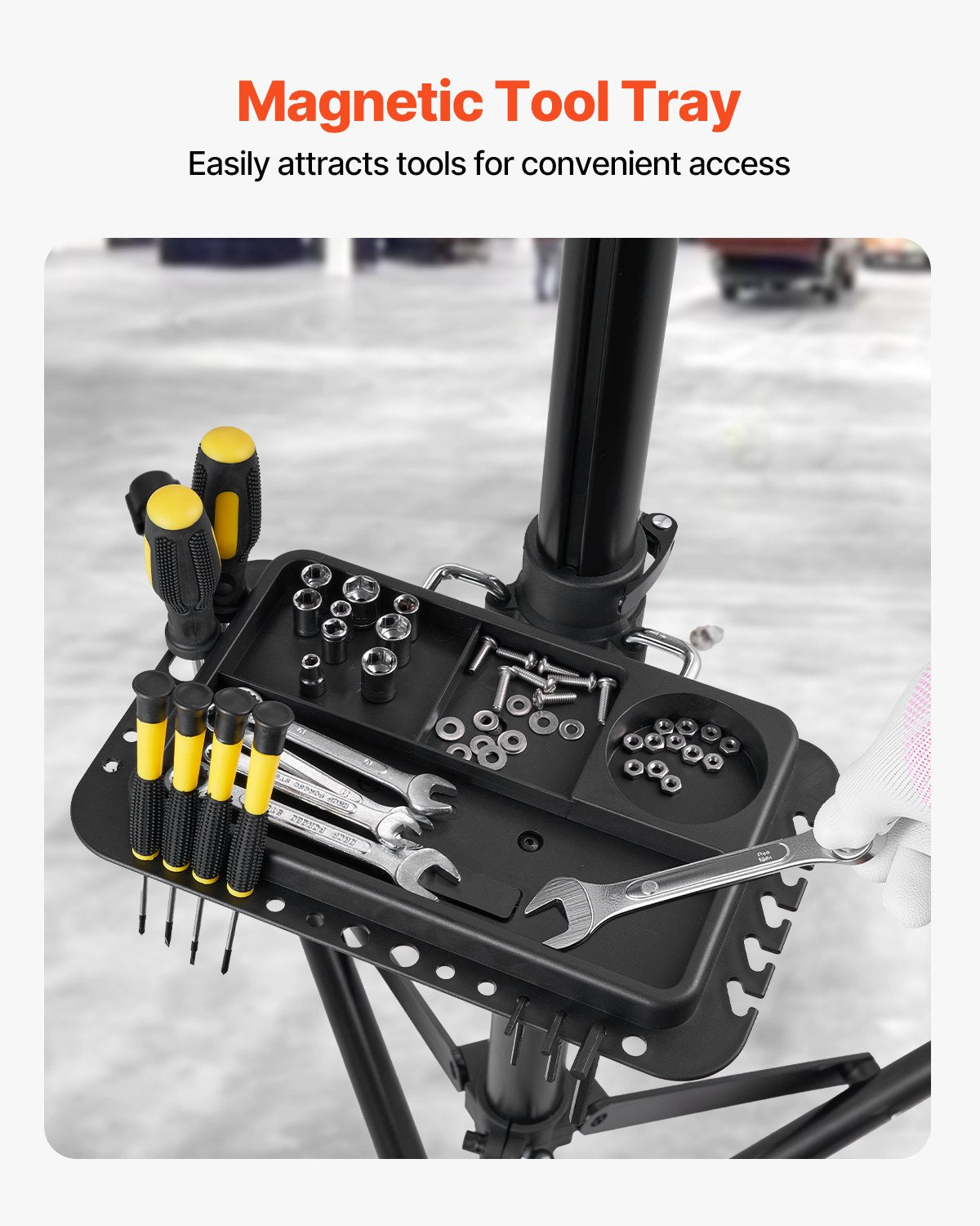 Bike Repair Stand, 85 lb Heavy-duty Bicycle Work Stand with 40.7-64.1 in Adjustable Height & Magnetic Tool Tray, Foldable Bicycle Maintenance Rack, Shop Home Mechanics for Mountain & Road Bike
