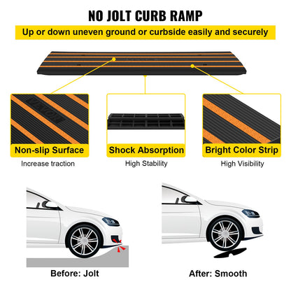 Curb Ramp, 2.6" Rise Rubber Driveway Ramps, Heavy Duty 33069 lbs Weight Capacity Threshold Ramp, Curbside Bridge Ramps for Loading Dock Garage Sidewalk, Expandable Full Ramp Set