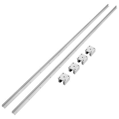 Linear Guide Rail Set, SBR20 1800mm, 2 PCS 70.9 in/1800 mm SBR20 Guide Rails and 4 PCS SBR20UU Slide Blocks, Linear Rails and Bearings Kit for Automated Machines DIY Project CNC Router Machines