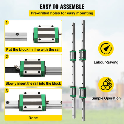 Linear Guide Rail 2Pcs HGR20-1000mm Linear Slide Rail with 1Pcs RM1605-1000mm Ballscrew with BF12/BK12 Kit Linear Slide Rail Guide Rail Square For DIY CNC Routers Lathes Mills