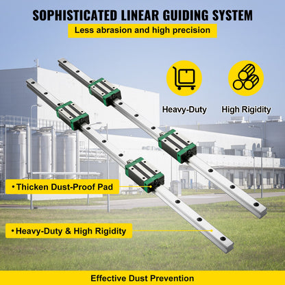 Linear Guide Rail 2Pcs HGR20-1500mm Linear Slide Rail with 1Pcs RM1605-1500mm Ballscrew with BF12/BK12 Kit Linear Slide Rail Guide Rail Square For DIY CNC Routers Lathes Mills