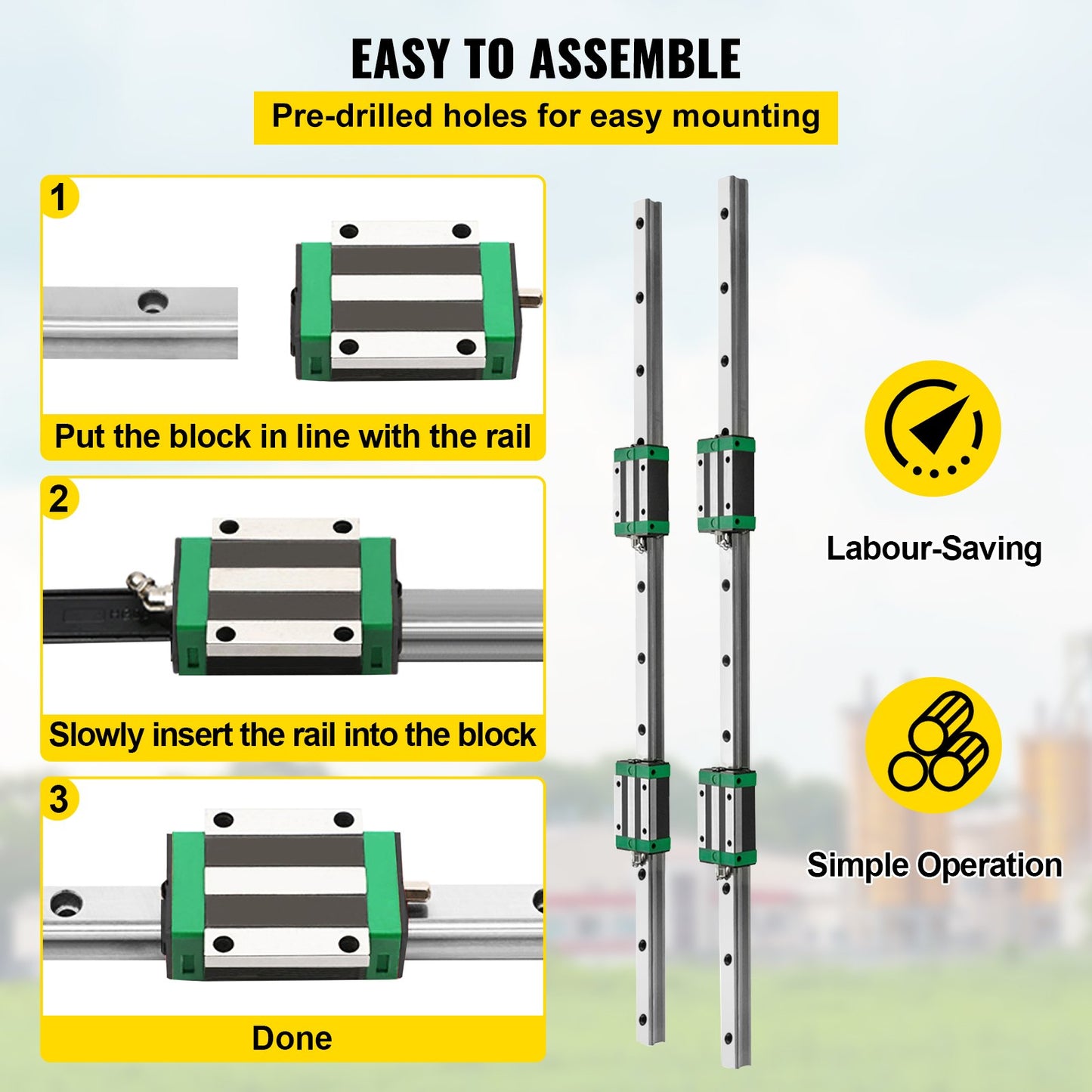 Linear Guide Rail 2Pcs HGR20-1500mm Linear Slide Rail with 1Pcs RM1605-1500mm Ballscrew with BF12/BK12 Kit Linear Slide Rail Guide Rail Square For DIY CNC Routers Lathes Mills