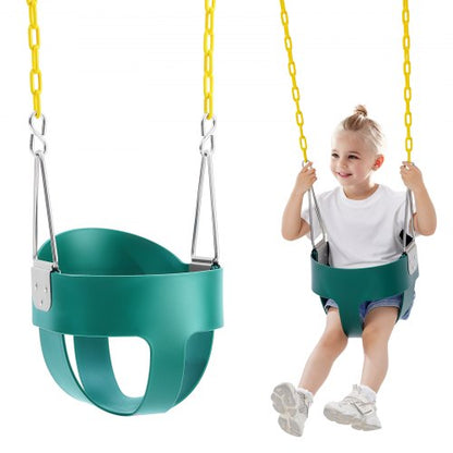 Toddler Swing Seat, High Back Full Bucket Baby Swing Seat with Coated Chains and Carabiners, Support 150 lbs Baby Outdoor Swing, Fully Assembled Swing for Toddlers Age 3+, Indoor and Outdoor
