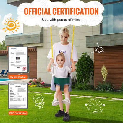 Toddler Swing Seat, High Back Full Bucket Baby Swing Seat with Coated Chains and Carabiners, Support 150 lbs Baby Outdoor Swing, Fully Assembled Swing for Toddlers Age 3+, Indoor and Outdoor