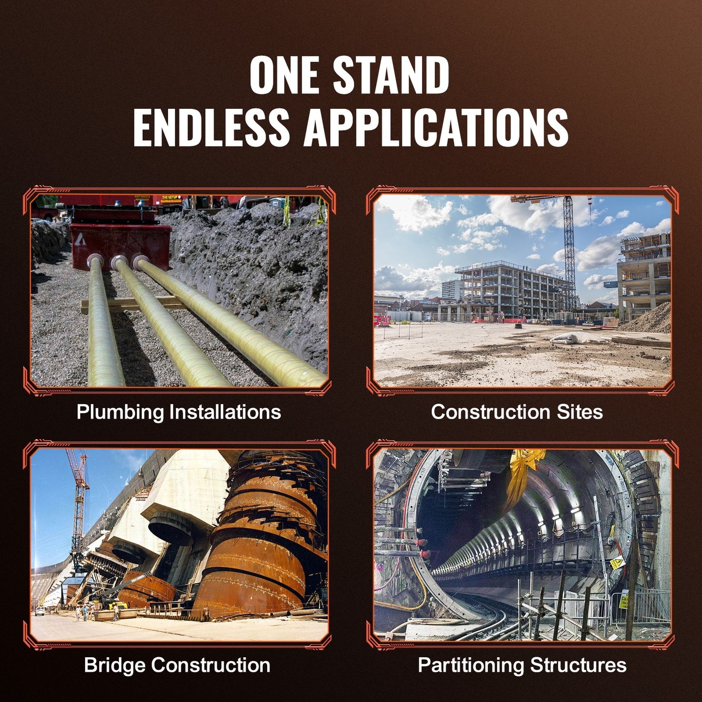 Rörställ med rullhuvud 1134 kg belastning för 5,1-91,4 cm rör 45# stål