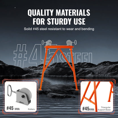 Rörställ med rullhuvud 1134 kg belastning för 5,1-91,4 cm rör 45# stål