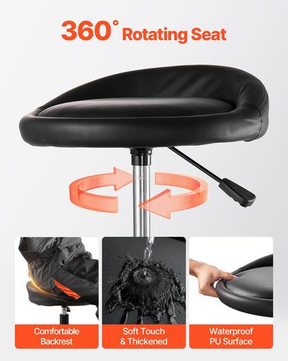 Rolling Shop Stool, Heavy-Duty Pneumatic Garage Seat with 300 lbs Capacity, Adjustable Height Roller Creeper Seat, 360° Swivel Padded Workshop Stool with Casters, for Garage, Shop & Auto Repair