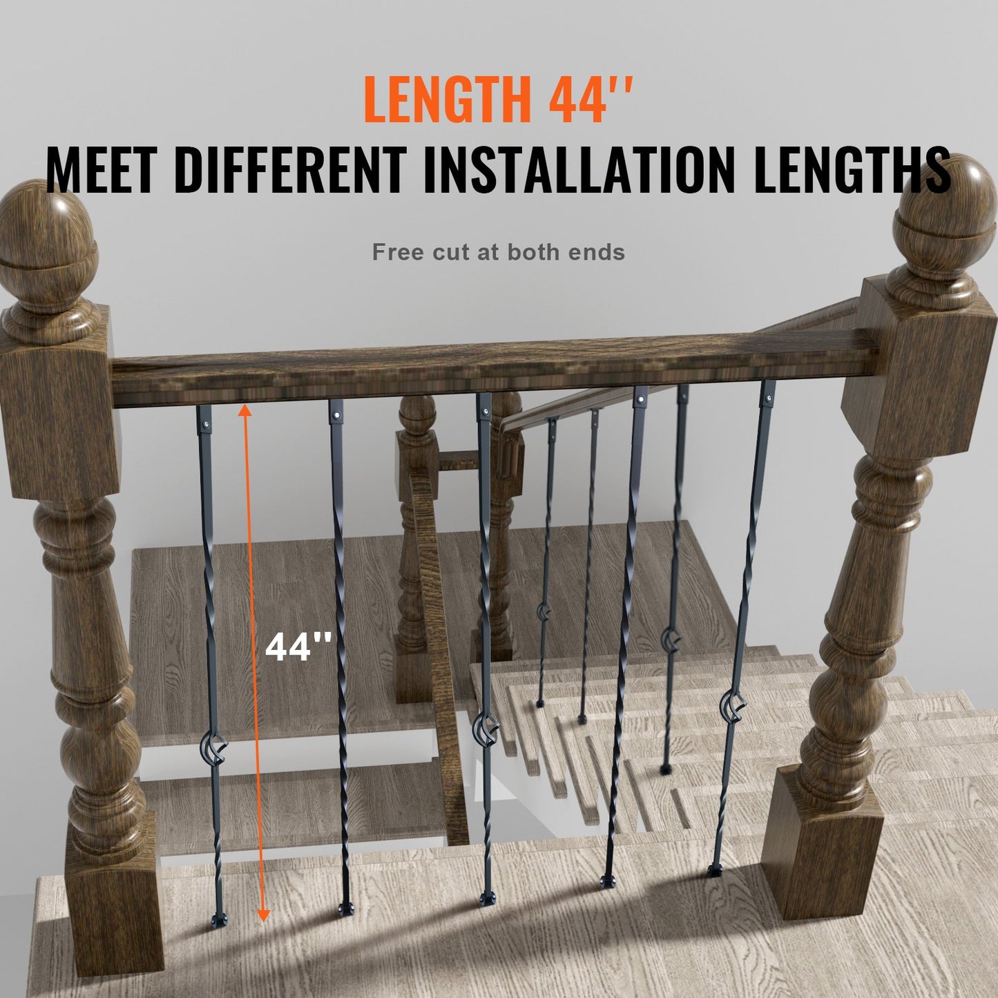 Metallbaluster för trappuppgång, dekorativa räckespindar i galvaniserat stål, 10-pack däckbaluster med ihåliga korgar, vridna räcken, spiralräcke med skor och skruvar