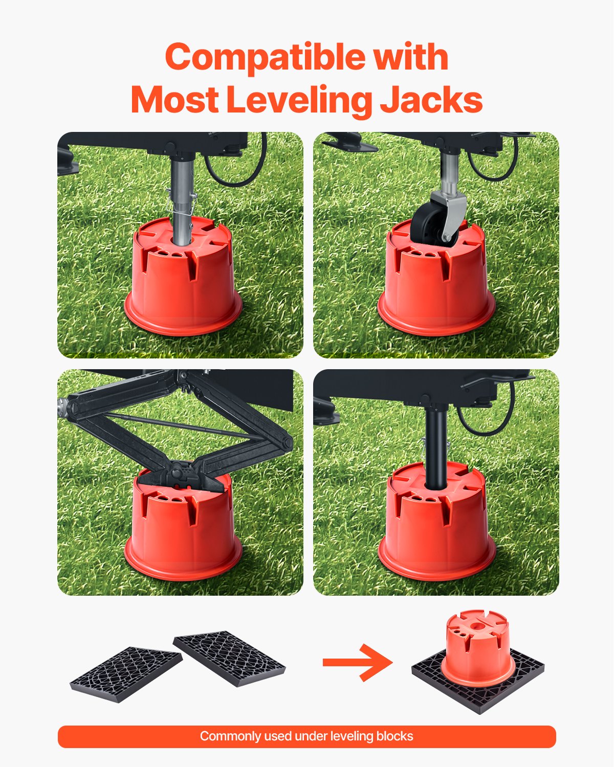Trailer Jack Blocks, 8" High, 2000 lbs Capacity, 8 Pcs Heavy Duty Camper Leveler Kit - 6 RV Leveling Blocks & 2 Pads, Camper Accessories for Travel Trailers, 5th Wheels Class A/C Motorhomes