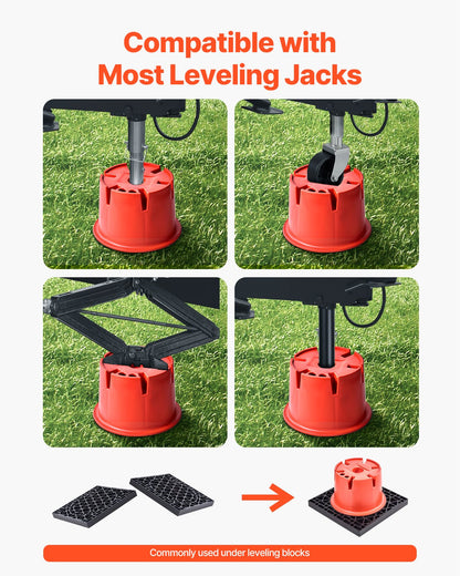 Trailer Jack Blocks, 8" High, 2000 lbs Capacity, 8 Pcs Heavy Duty Camper Leveler Kit - 6 RV Leveling Blocks & 2 Pads, Camper Accessories for Travel Trailers, 5th Wheels Class A/C Motorhomes