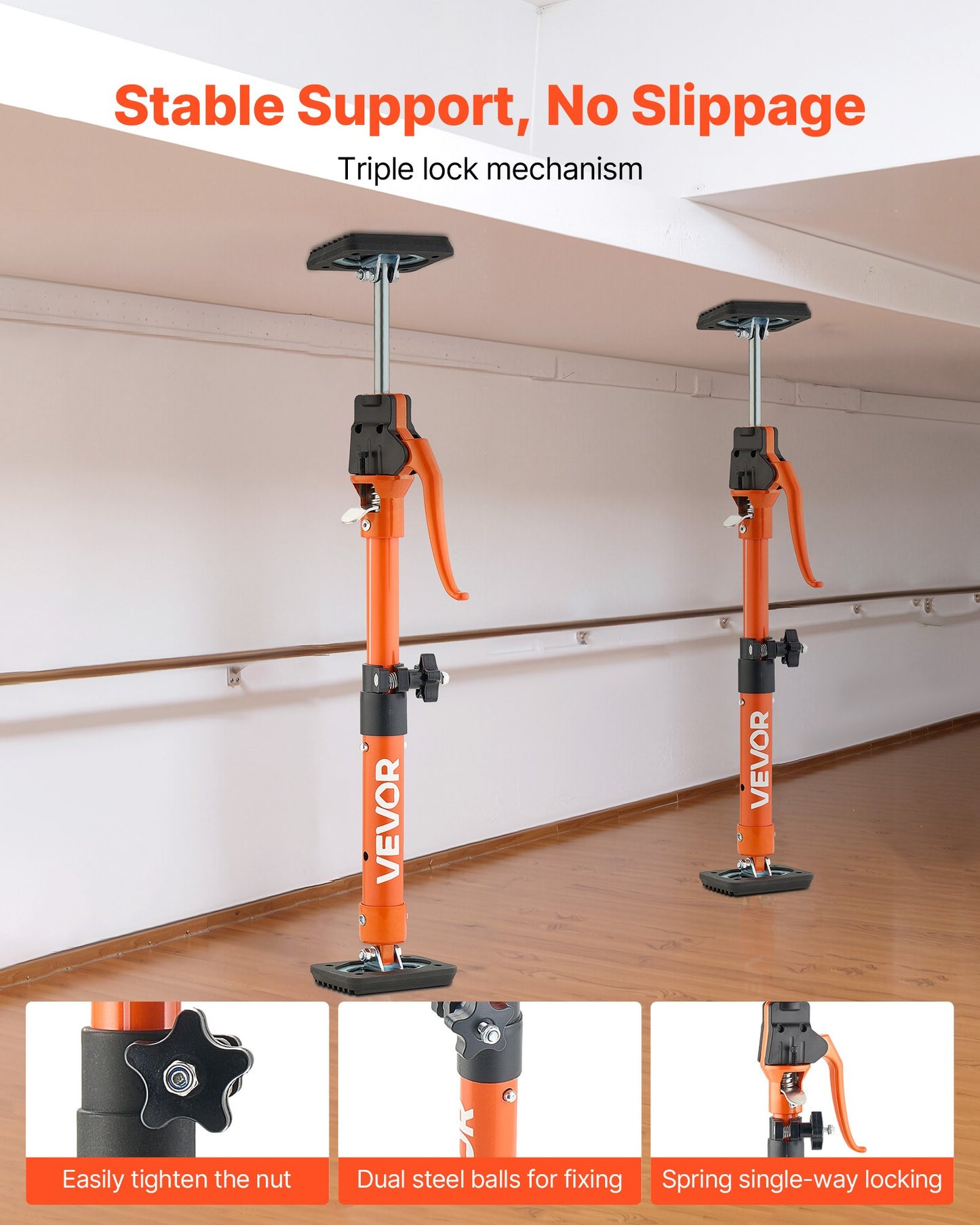 Cabinet Jack Support Pole, 2-Pack, 40-60 cm Steel Telescopic Quick Support Rod, Adjustable 3rd Hand System up to 100 kg Capacity for Installing Cabinets, Lifting Drywall, Cargo Bars