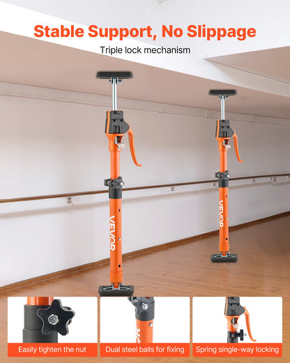Cabinet Jack Support Pole, 2-Pack, 48-75 cm Steel Telescopic Quick Support Rod, Adjustable 3rd Hand System up to 100 kg Capacity for Installing Cabinets, Lifting Drywall, Cargo Bars