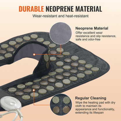 Far Infrared Heating Pad, 54 Natural Jade & 30 Tourmaline Stones Heating Pad for Neck & Shoulder Pain Relief, 103 - 159 ℉ Heating Pad with Smart Controller & Auto-Off, Ideal Gift for Mom Dad