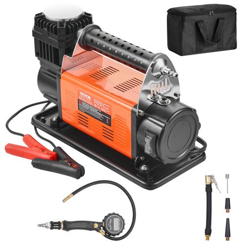 12V kraftig luftkompressor - med digital tryckmätare däckpumpare, 7,06 CFM bärbar däckpumpare, 150PSI terrängluftpump med adaptrar för lastbilar, bilar, SUV, fyrhjulsdrivna fordon, husbilar