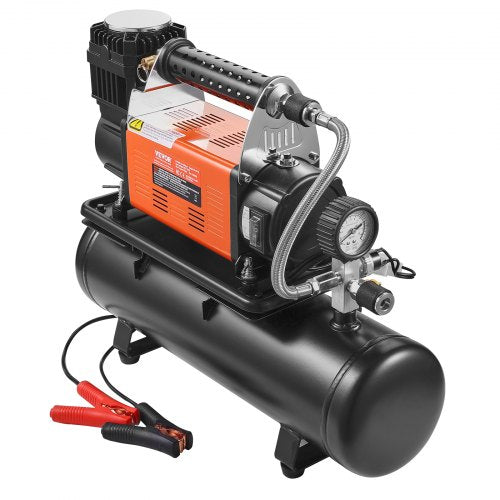 12V kraftig luftkompressor med 6L tanksats, 6.35 CFM bärbar däckpump, 150PSI terrängluftkompressor med digital tryckmätare däckpump för lastbilar, bilar, SUV, 4x4, husbilar
