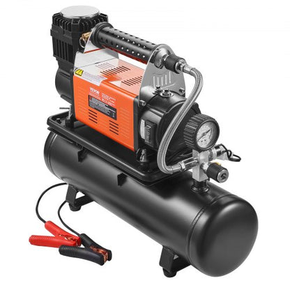 12V kraftig luftkompressor med 6L tanksats, 6.35 CFM bärbar däckpump, 150PSI terrängluftkompressor med digital tryckmätare däckpump för lastbilar, bilar, SUV, 4x4, husbilar