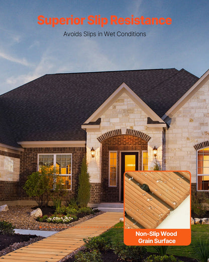 Wooden Garden Pathway, 12 ft L x 22 in W, Non-Slip Straight Garden Walkway, Roll Out Cedar Outdoor Walkway Path with Wire Rope Connection, Decorative Garden Paver for Backyard Wedding Party