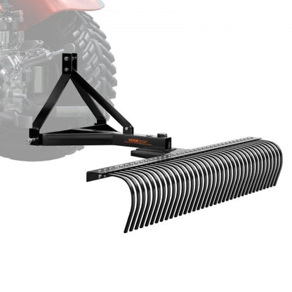 Tow Behind Dethatcher, 72-inch Tow Dethatcher with 36 Steel Tines, 3-Point Lawn Dethatcher Rake with Attachments for Tractor, Landscape Rake for Garden, Farm, Grass