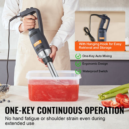 Kommersiell stavmixer, 350W kraftig handmixer, 10 tums steglös variabel hastighetsmixer med rostfritt stålblad, bärbar multifunktionsmixer för soppa, såser, potatismos, grädde