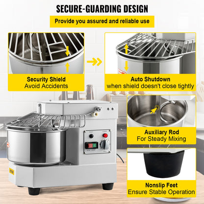 Kommersiell degmatare Spiraldegblandare med 8 liters skål i rostfritt stål