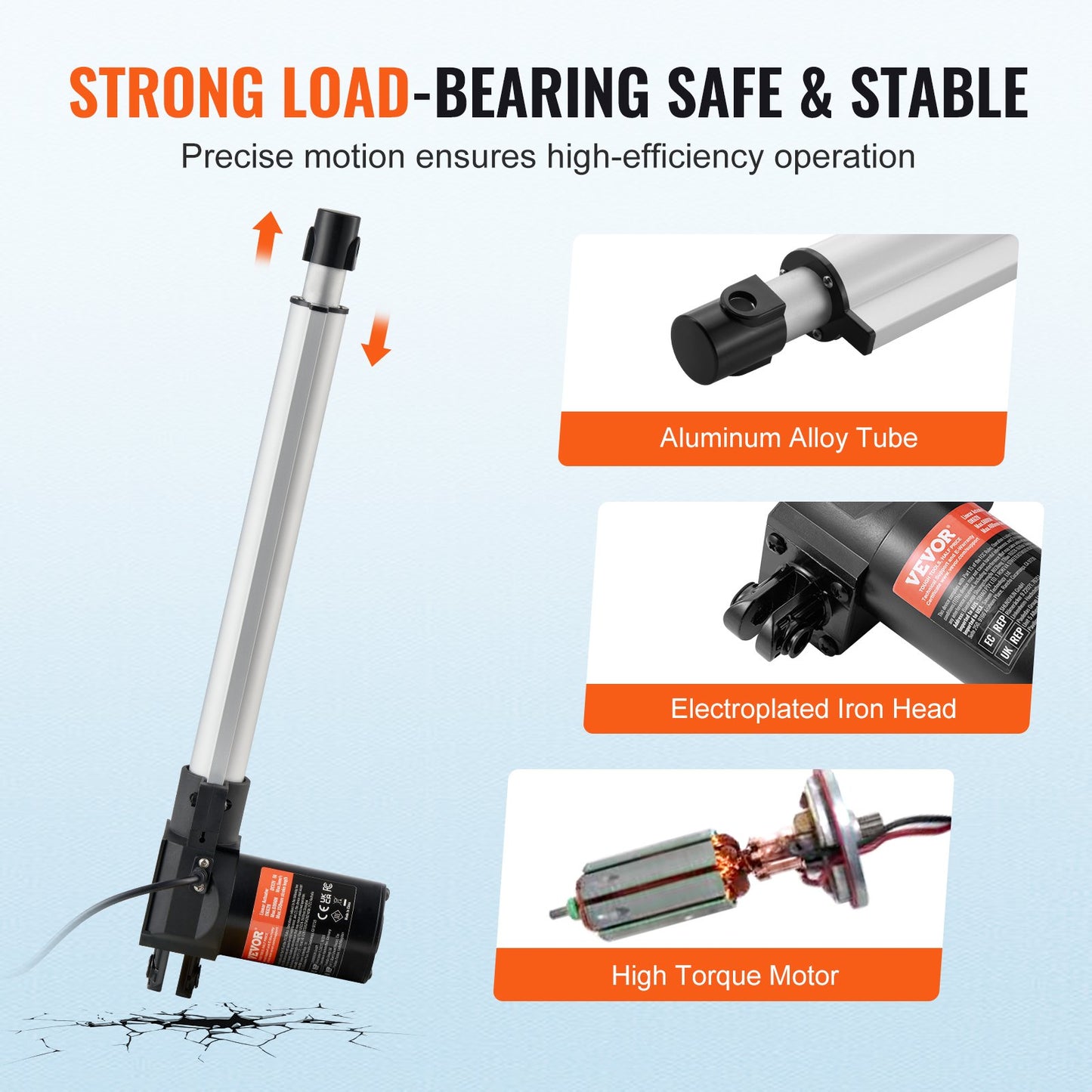 Linjär ställdon 12V 300 mm Kraftig 6000N 5mm/s IP44-skydd
