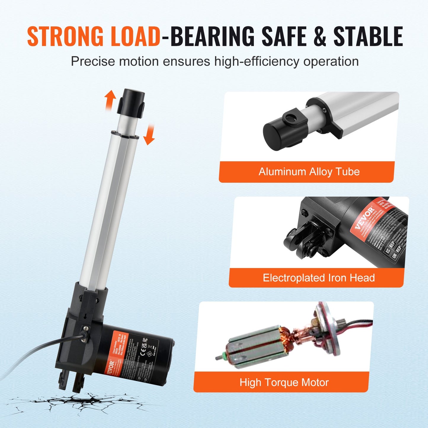 Linjär ställdon 12V 20,3 cm Kraftig 598,8 kg/6000N 0,5 cm/s IP44-skydd