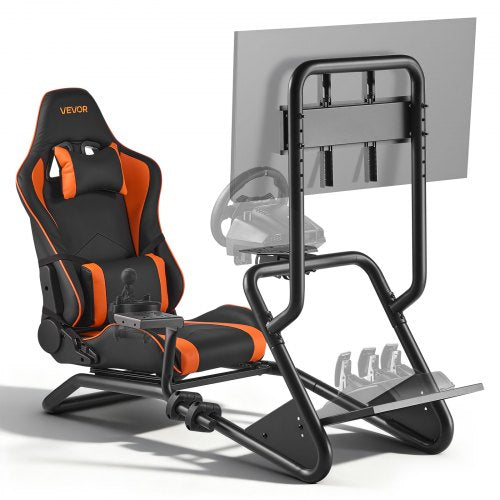 Stativ för racingratt, kraftigt rattstativ för simulatorcockpit med monitorstativ, passar Logitech G25, G27, G29, G920, G923, Thrustmaster T300RS, TX F458, T500RS, T3PA-PRO (F1/GT) och CSR-pedaler