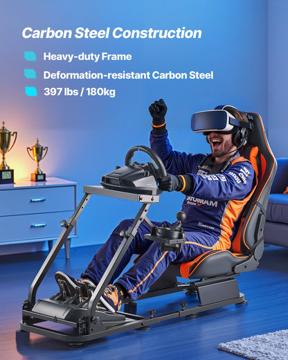 Rattställ, kraftigt rattställ för simulatorcockpit med dubbla skenor och dubbla armar, passar Logitech G25, G27, G29, G920, G923, Thrustmaster T300RS, TX F458, T500RS, T3PA-PRO (F1/GT) och CSR-pedaler