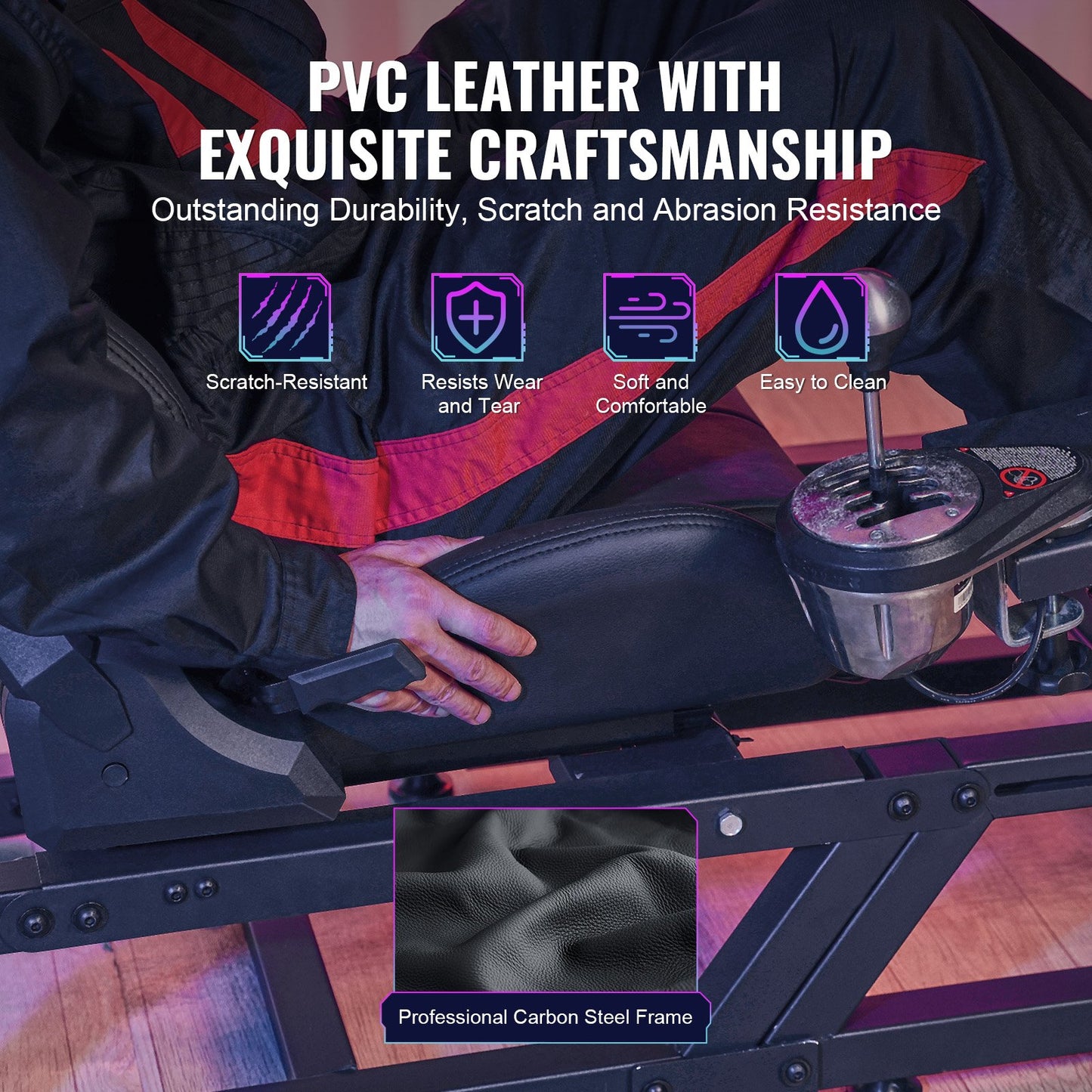 Rattställ för Logitech G923/G920/G29, kraftig stålcockpit för körsimulator - Thrustmaster T248P, rattfäste i höjd och fotpedalvinkel justerbart, maxbelastning 147 kg kompakt