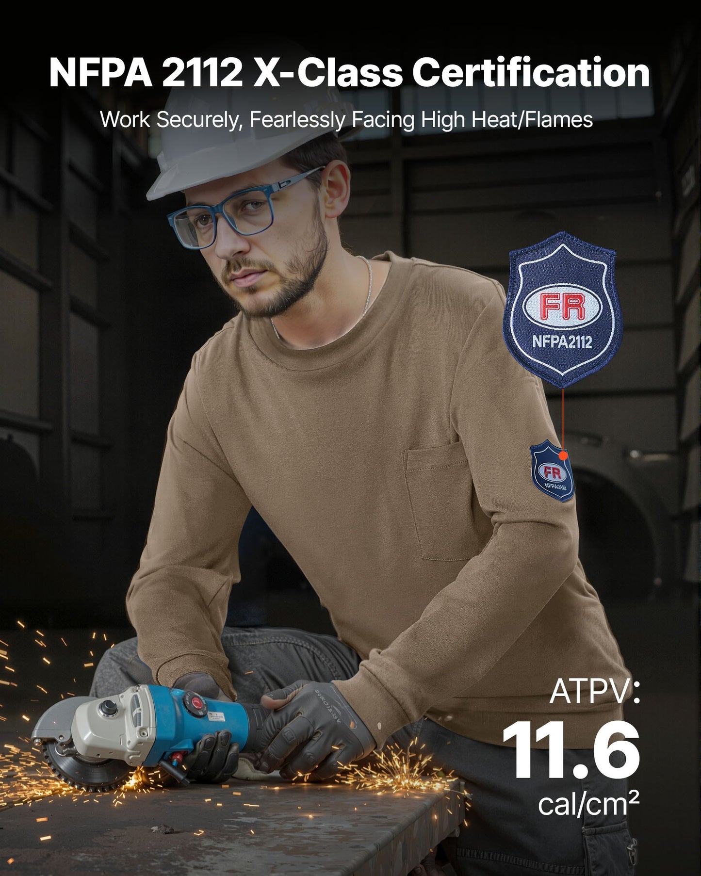 FR Shirts, Flame Resistant Long Sleeve Clothing Lightweight 7 oz Breathable Cotton, Men's Fire Retardant Work Shirt with Pre-shrink Treatment & Pocket, for Welders,Electricians,Gray XL