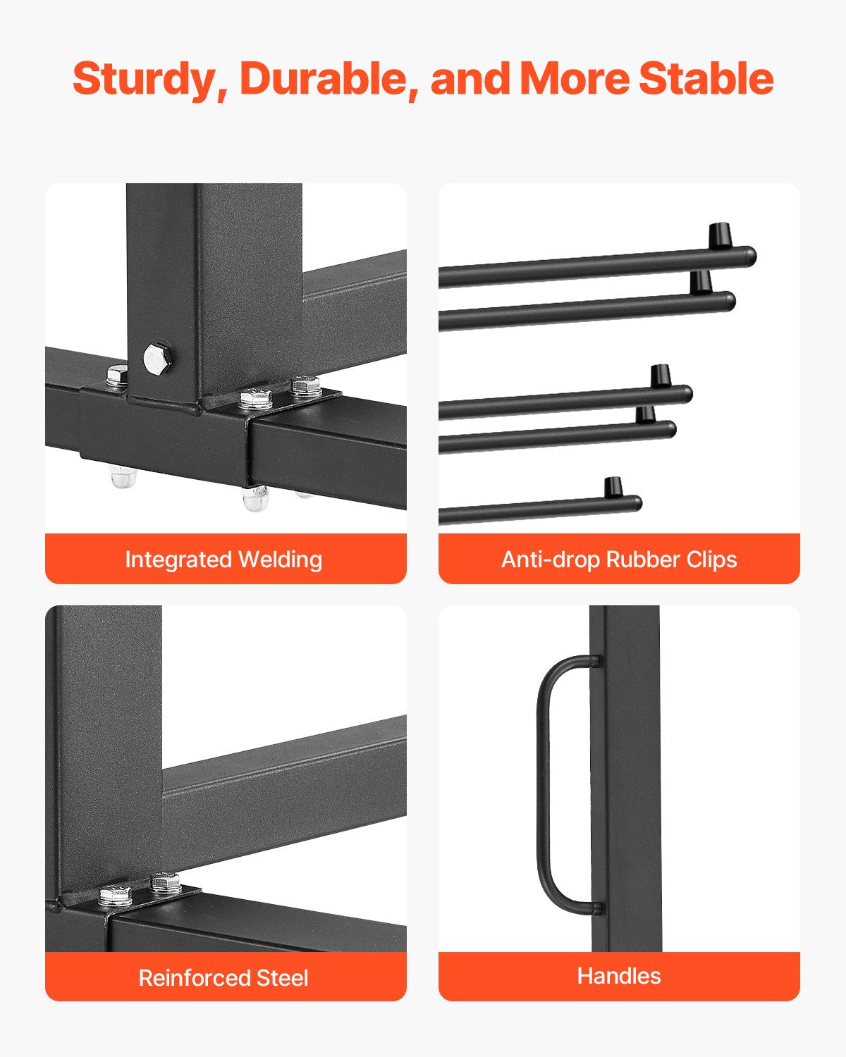 Hopfällbar stolshylla, kapacitet 180 kg, kraftig stolsvagn för 42 stolar eller 12 bord, multifunktionell stolsförvaringsvagn med gummihjul och hållare, stor stolshållare, mattsvart