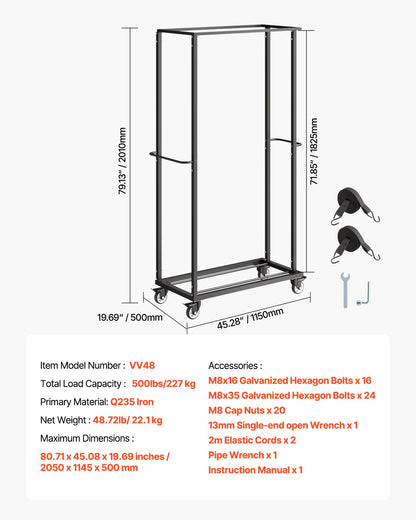 Hopfällbar stolsställ, 500 kg kapacitet, kraftig stolsvagn för 60 stolar, metallstolsförvaring med svängbara hjul och låsbara hjul, för festevenemang, hotell, mattsvart