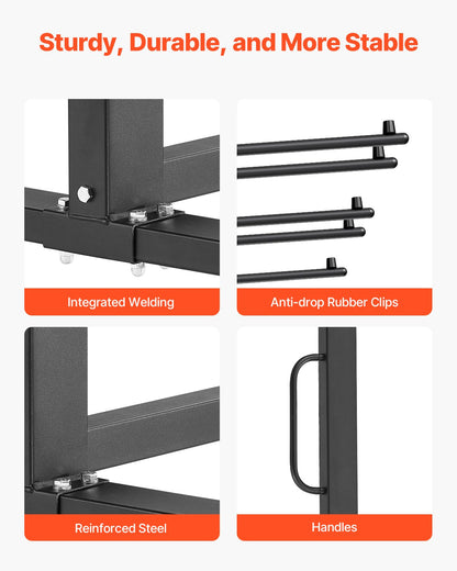 Hopfällbar stolsställ, kapacitet 360 kg, kraftig stolsvagn för 84 stolar/12 bord + 42 stolar, dubbellagers stolsförvaringsvagn med gummihjul och hållare, stor stolshållare, mattsvart
