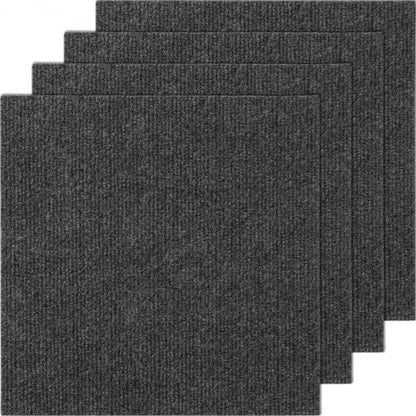 Carpet Tiles Peel and Stick, 12” x 12” Squares Self Adhesive Carpet Floor Tile, Soft Padded Carpet Tiles, Easy Install DIY for Bedroom Living Room Indoor Outdoor (12 Tiles, Dark Gray)