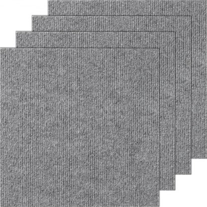 Carpet Tiles Peel and Stick, 30.5 x 30.5 cm Squares Self Adhesive Carpet Floor Tile, Soft Padded Carpet Tiles, Easy Install DIY for Bedroom Living Room Indoor Outdoor (12 Tiles, Light Gray)