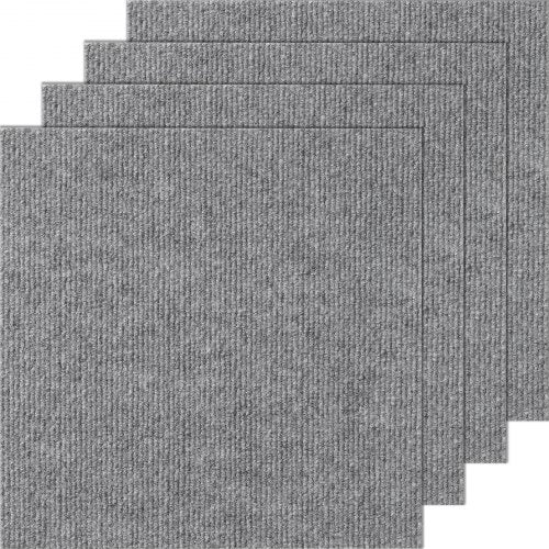 Carpet Tiles Peel and Stick, 30.5 x 30.5 cm Squares Self Adhesive Carpet Floor Tile, Soft Padded Carpet Tiles, Easy Install DIY for Bedroom Living Room Indoor Outdoor (12 Tiles, Light Gray)