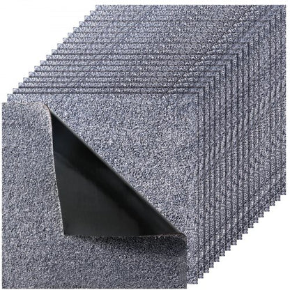 Carpet Tiles 457x457 mm, 10 Pack Carpet Square Rug Detachable & Damage-free, Self Adhesive Home Floor Soft Plush Padded for 2.1㎡ Coverage, Easy DIY for Living Room & Bedroom, Gray