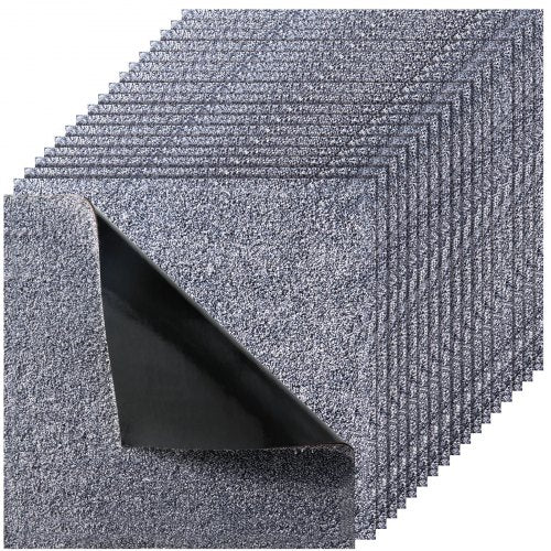 Carpet Tiles 457x457 mm, 10 Pack Carpet Square Rug Detachable & Damage-free, Self Adhesive Home Floor Soft Plush Padded for 2.1㎡ Coverage, Easy DIY for Living Room & Bedroom, Gray