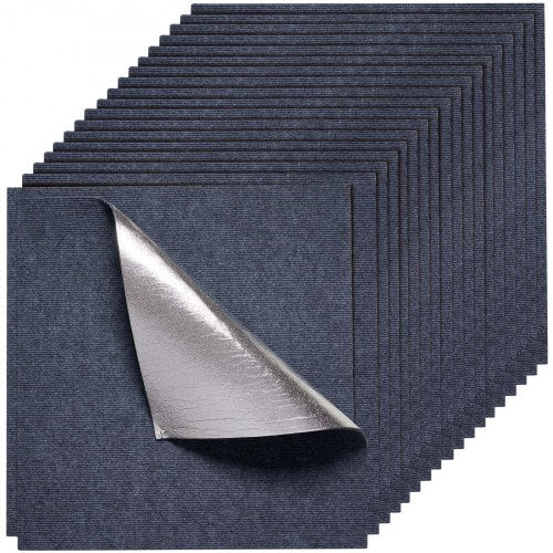 Mattplattor 610x610 mm, 15-pack skalbar och självhäftande fyrkantig matta, självhäftande kommersiellt golv mjuk vadderad för sömlöst överdrag 5,6㎡, enkel gör-det-själv-ersättning för vardagsrums- och kontorsrum, grå