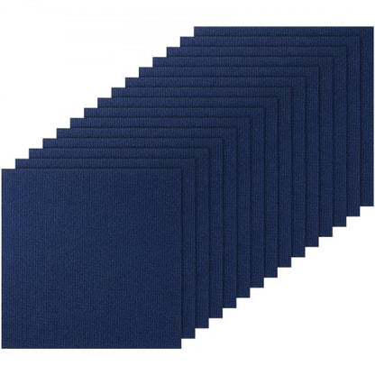 Carpet Tiles Peel and Stick, 24” x 24” Squares Self Adhesive Carpet Floor Tile, Soft Padded Carpet Tiles, Easy Install DIY for Bedroom Living Room Indoor Outdoor (15Tiles, Dark Blue)