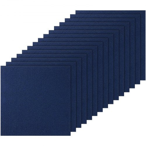 Carpet Tiles Peel and Stick, 24” x 24” Squares Self Adhesive Carpet Floor Tile, Soft Padded Carpet Tiles, Easy Install DIY for Bedroom Living Room Indoor Outdoor (15Tiles, Dark Blue)